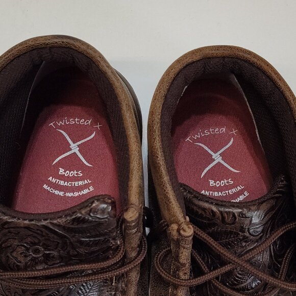 Twisted X Boots Chukka Driving Moc Sz 6M Floral Embossed Genuine Leather WDM0079 - Picture 9 of 10